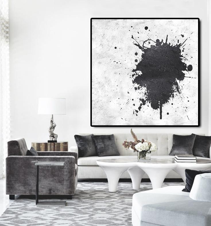 Minimal Black and White Painting #MN12A - Click Image to Close